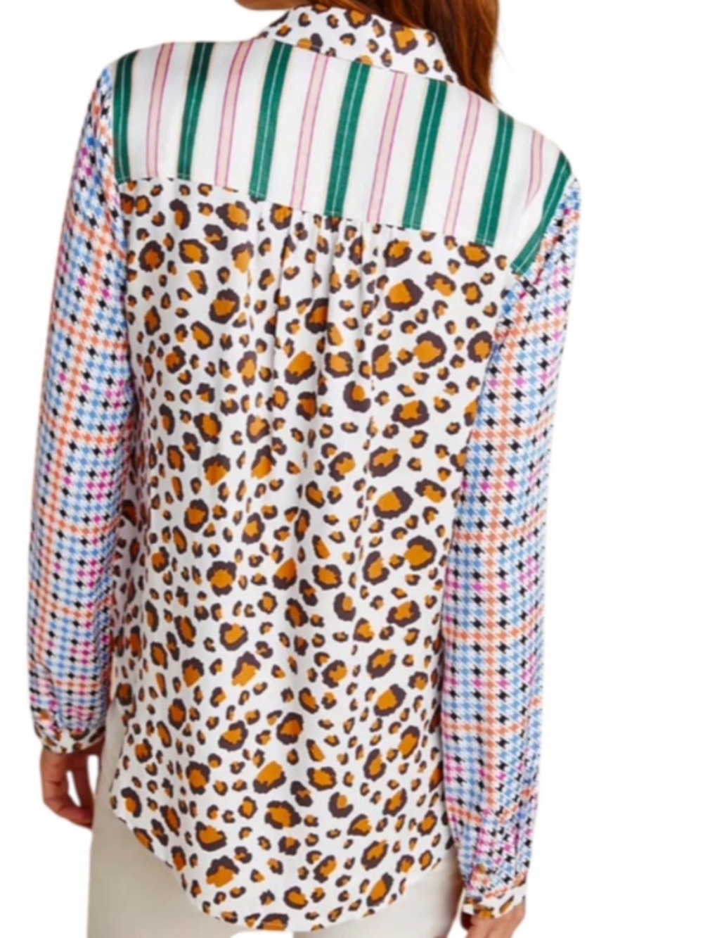 Anthropologie Maeve Bernadette Mixed Print Button Front Blouse Top Size XS EUC - Picture 2 of 11